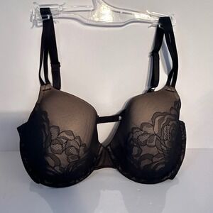 Wacoal Black Lace Overlay Tulle Balconette Bra‎ 36DDD